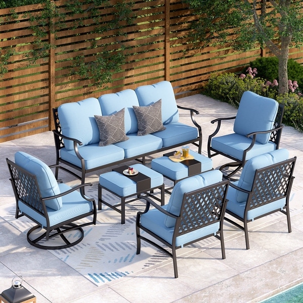 MAISON ARTS 6/7Piece Patio Conversation Sets,Sofa Set with 2/4 x Single Chairs,1 x 3seater Sofa and Coffee Table/Ottomans