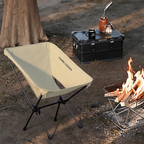 CAMEL CROWN Portable Camping Chair Folding Compact Lawn Lightweight Backpacking Chair with Carry Bag for Outdoor Hiking Beach Travel Picnic Festival Black