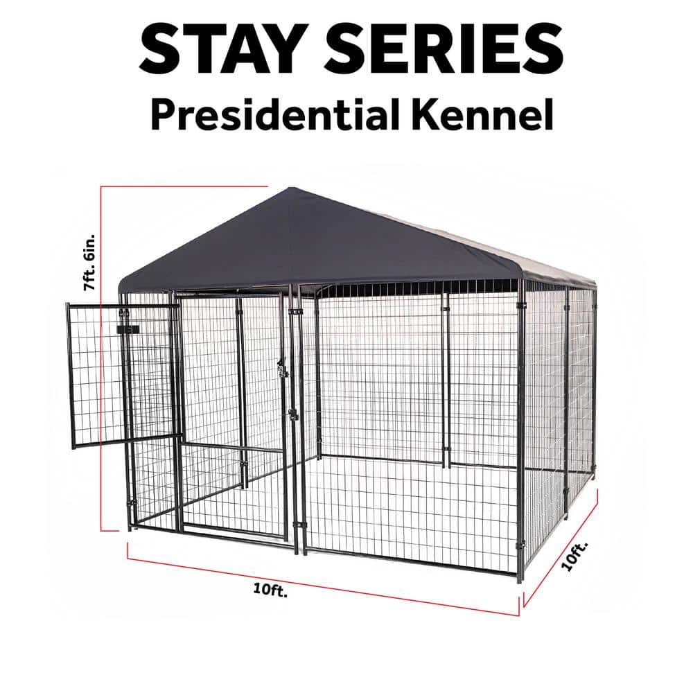 Lucky Dog STAY Series Presidential (Coverage Area – 0.0023 -Acres ) In-Ground Kennel (10 ft. x 10 ft. x 6 in. H) Steel Grey KPRM10-UR0310