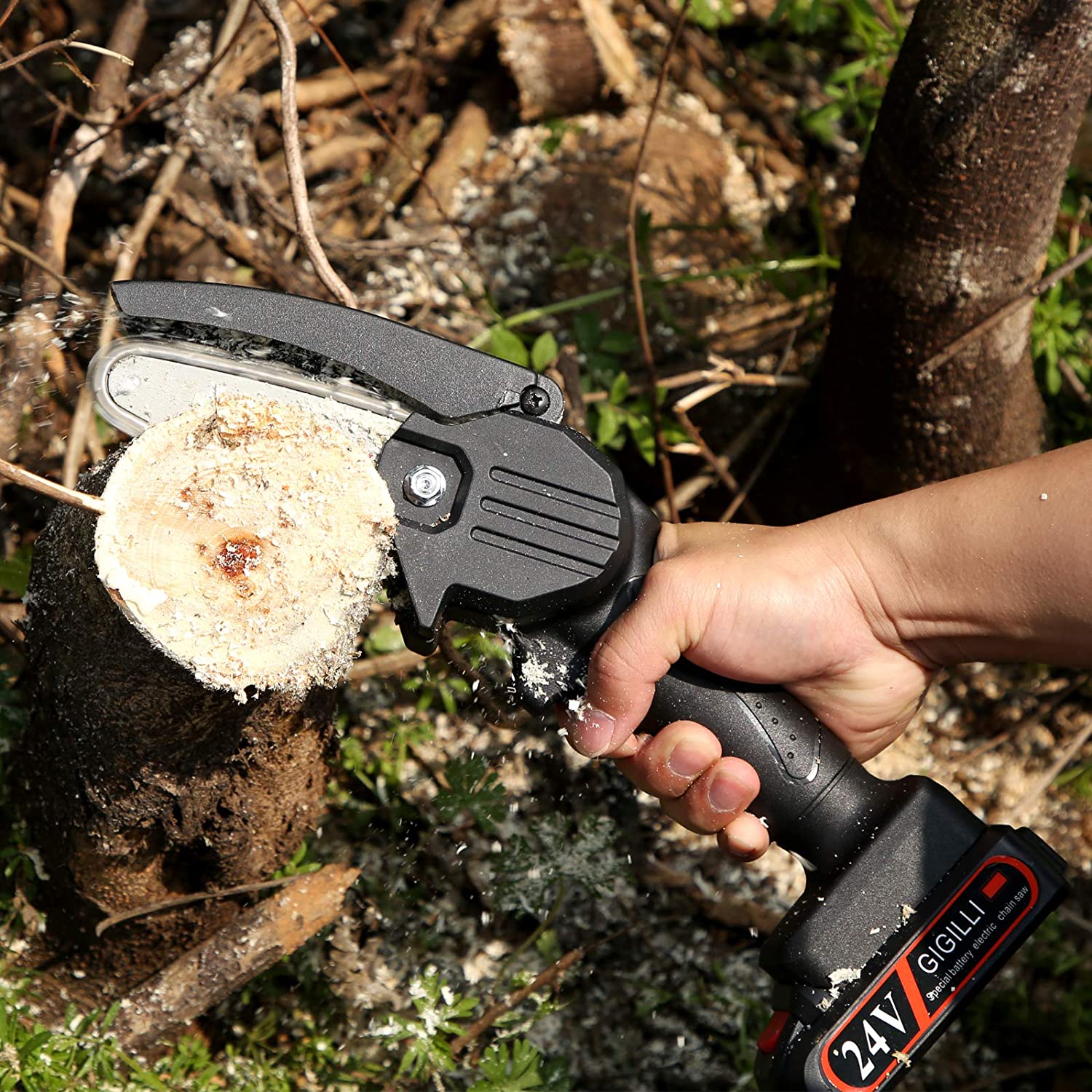 Woosir Upgraded 24V Mini Chainsaw With 2 Batteries 2 Chain
