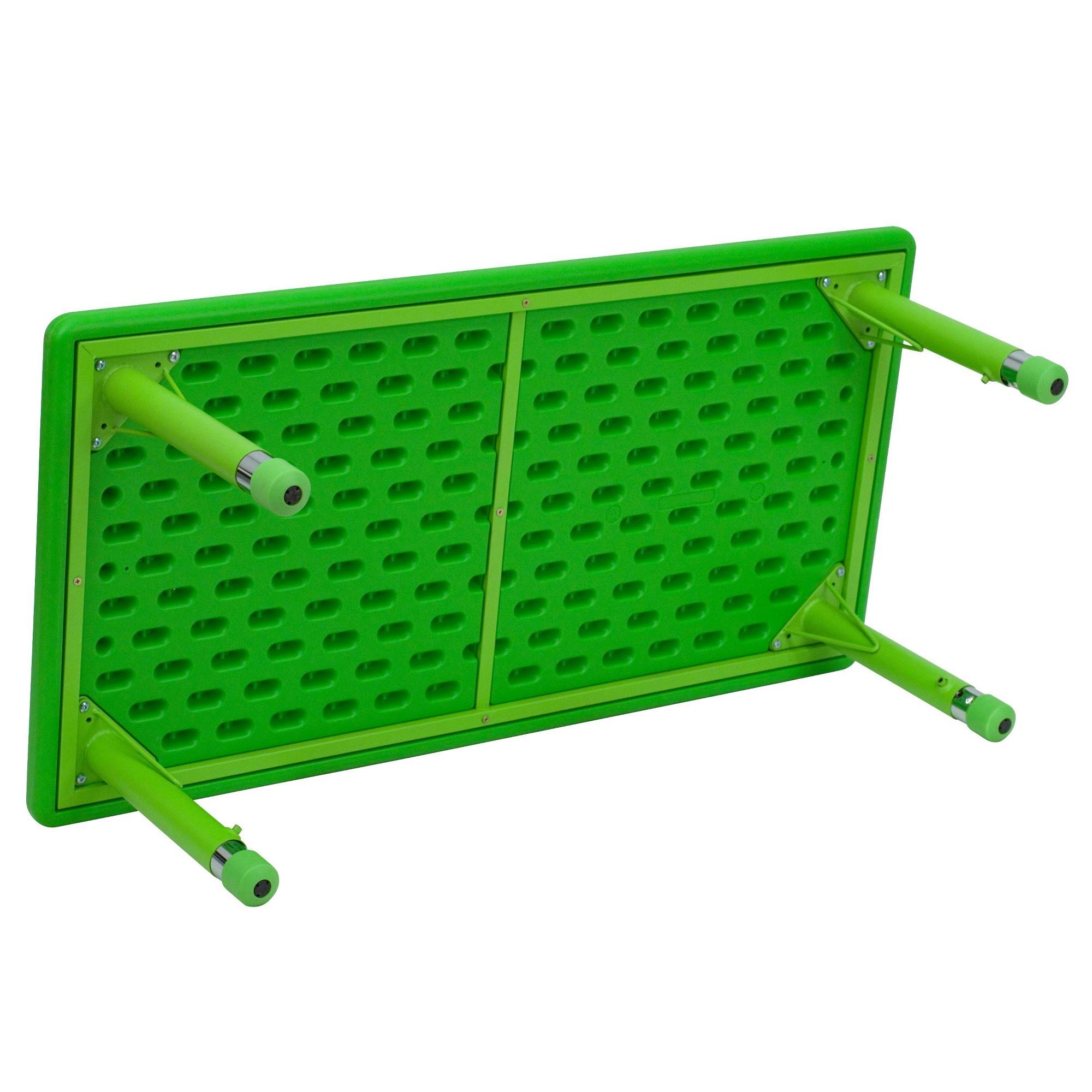 Flash Furniture 24&&W x 48&&l Height Adjustable Rectangular Green Plastic Activity Table