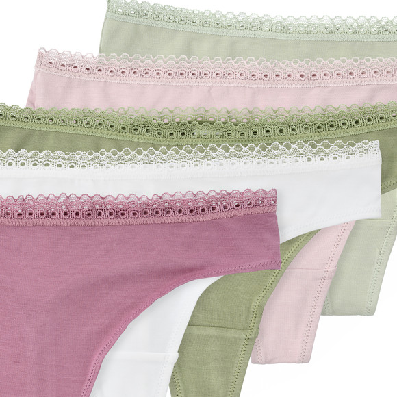 Gina Benotti 5 Damen Strings mit Spitze