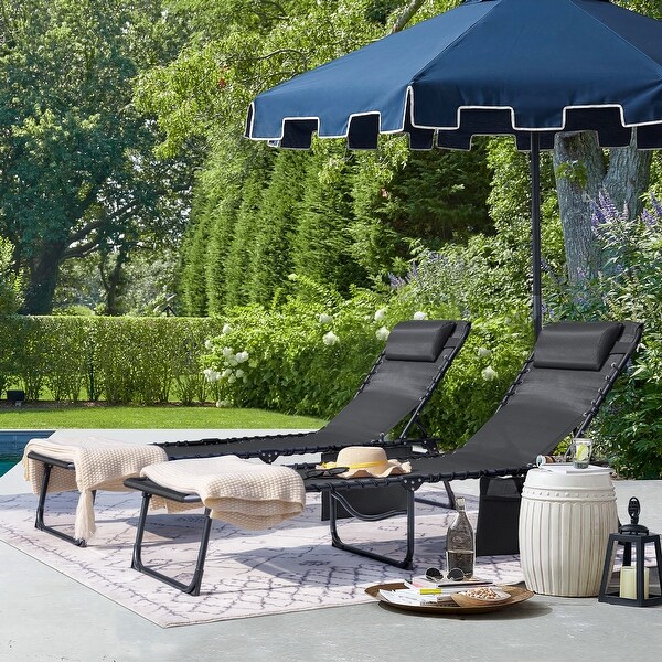 Homall Foldable with Facehole,Lounge Coffee Chair 12 Inch High 5Position Adjustable Patio Lounge Chair Beach Pool Coffee Chair