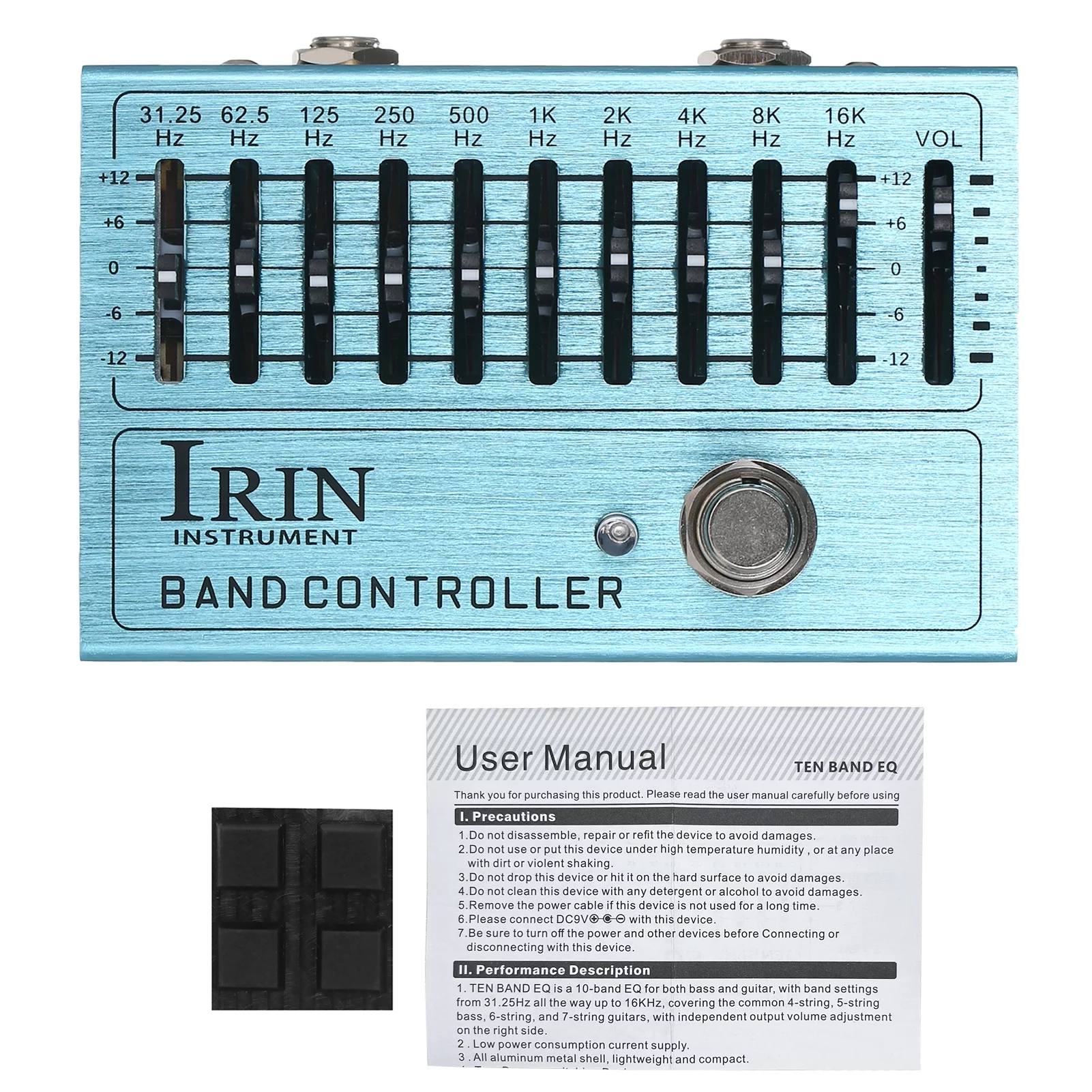 IRIN 10-Band EQ Guitar Effect Pedal Guitar Equalizer with True Bypass for Guitar Bass Aluminum Alloy Body - BAND CONTROLLER