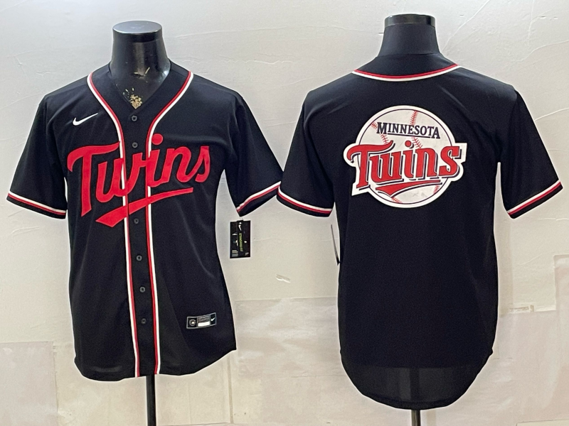 Men's Minnesota Twins Black Fashion Replica Out Jersey