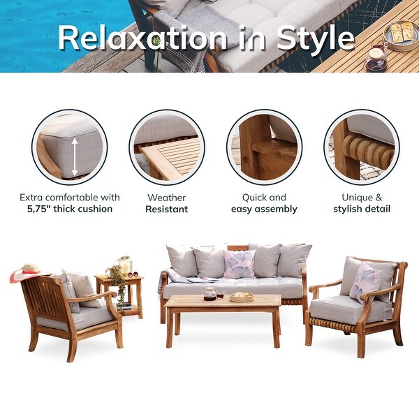 Cambridge Casual Chara 5piece Teak Patio Conversation Set