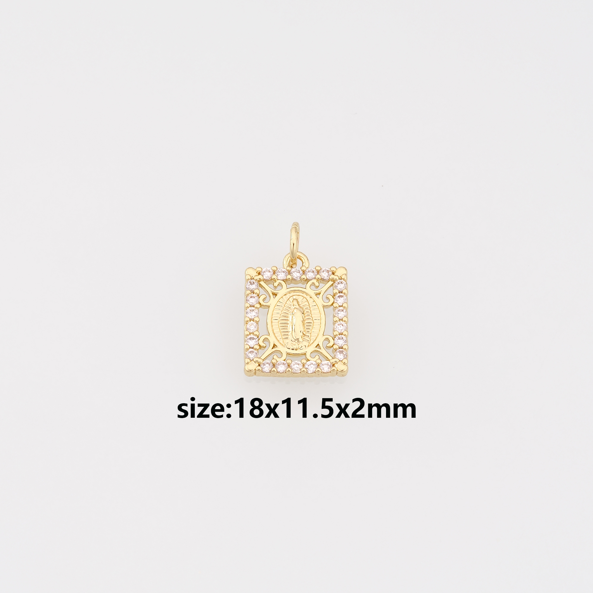 18K Gold Filled Virgin Mary Pendant,CZ Micro Pave Religious Charm Earrings Necklace for DIY Jewelry Making Supply