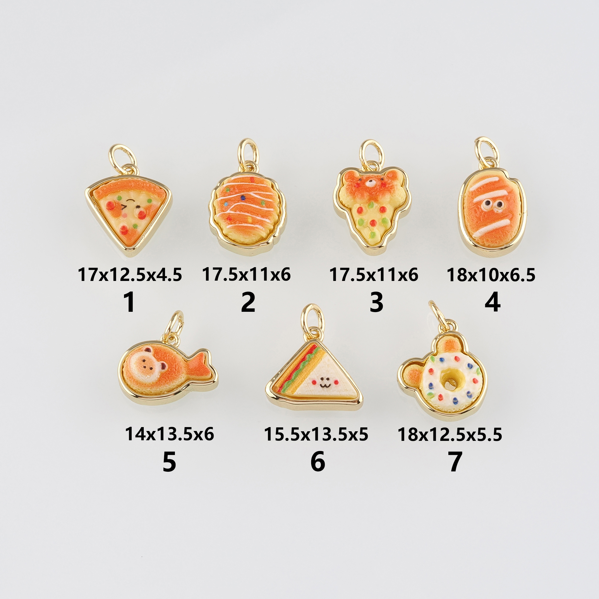 18K Gold Filled Bread Pendant,Enamel Bread Charm Earrings Necklace for DIY Jewelry Making Supply