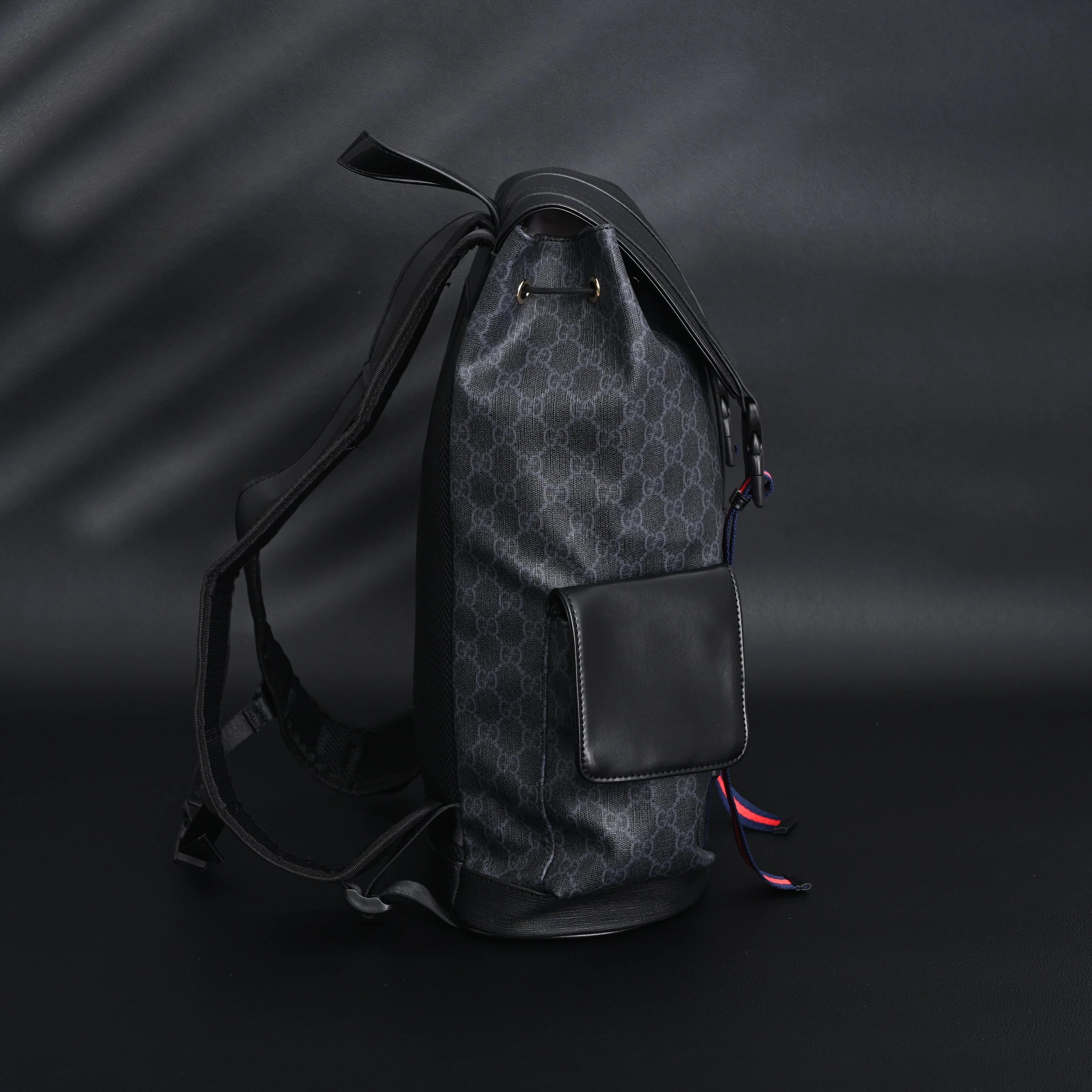 Gucci GG Supreme Monogram Backpack with Web Stripe