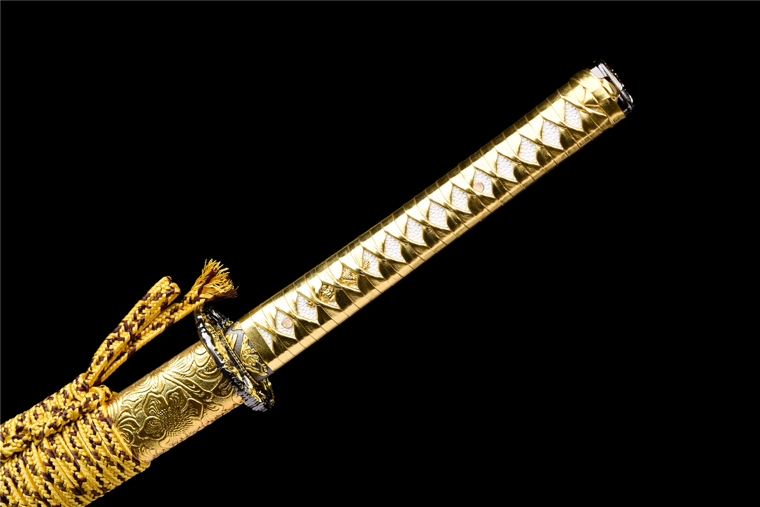 Handmade Japanese Katana High Carbon Gold Blade Qilin Tsuba Full Tang