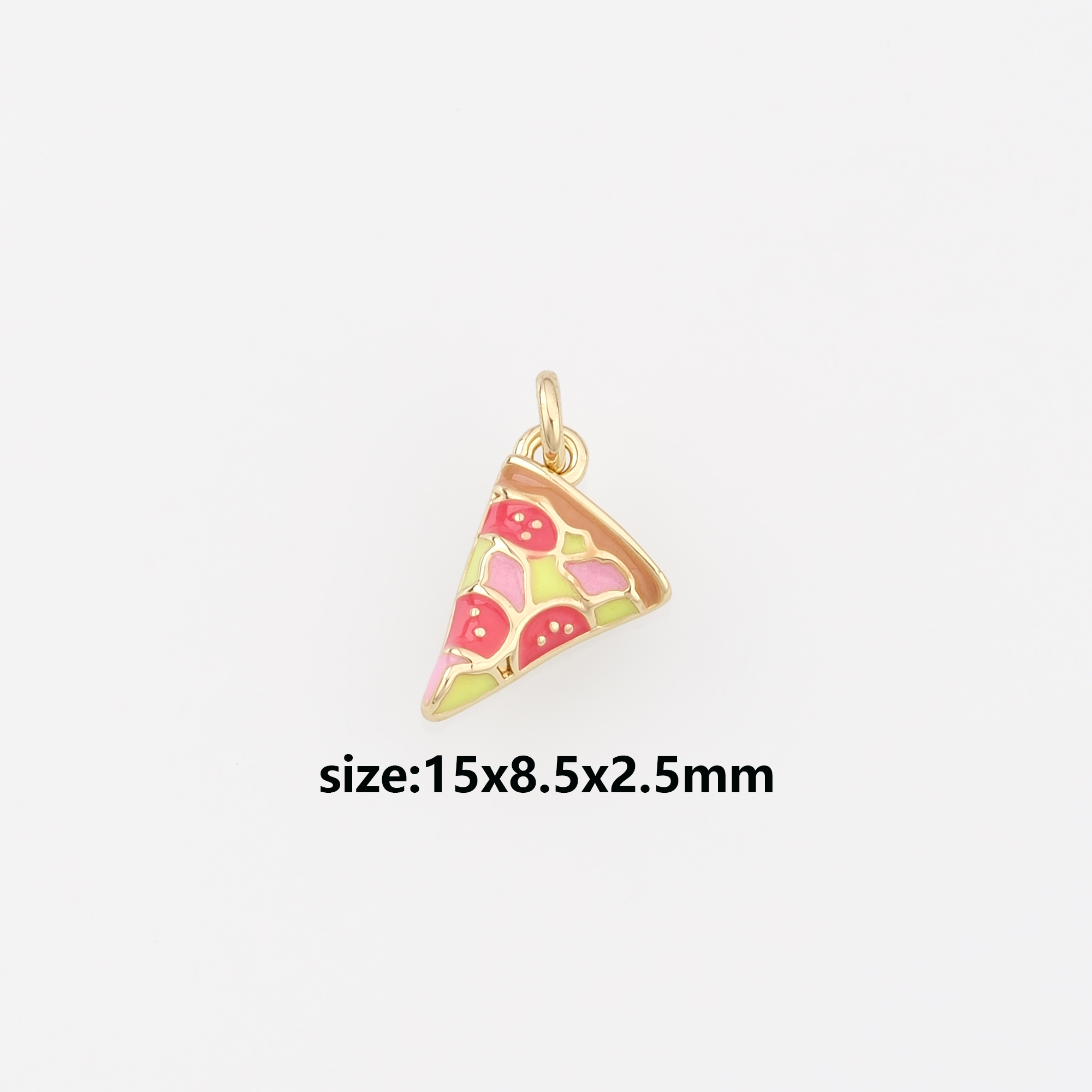 18K Gold Filled Pizza Pendant,Enamel Pizza Charm Earrings Necklace for DIY Jewelry Making Supply