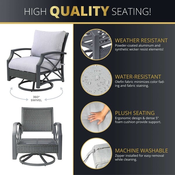 Kinger Home Ethan Rattan 5Piece Patio Furniture Set