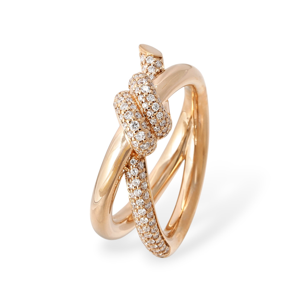 Tiffany & Co. Knot Double Row Ring 18K Rose Gold Diamond 69526284