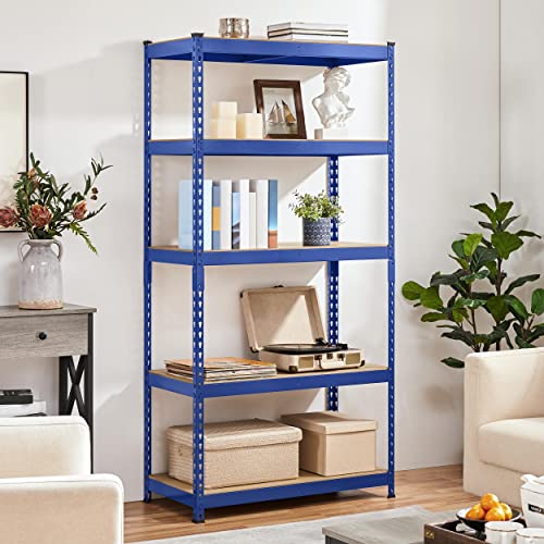 Yaheetech Storage Shelves 5 Tier Garage Shelving Heavy Duty Garage Shelves Adjustable Metal Shelving Unit Utility Rack Industrial Shelving for Warehouse Pantry Closet, 27.5