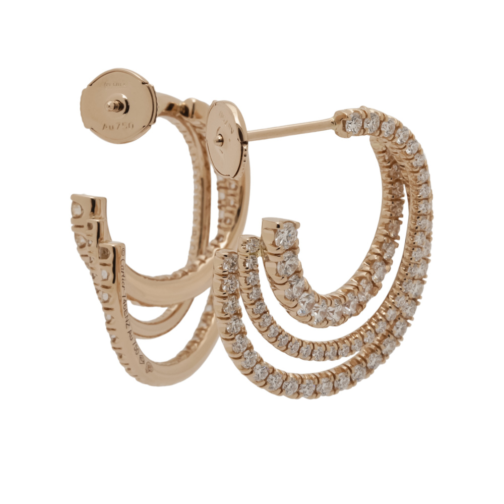Cartier Ethancel Do Hoop Pavé Setting Earrings 18K Rose Gold N8515190