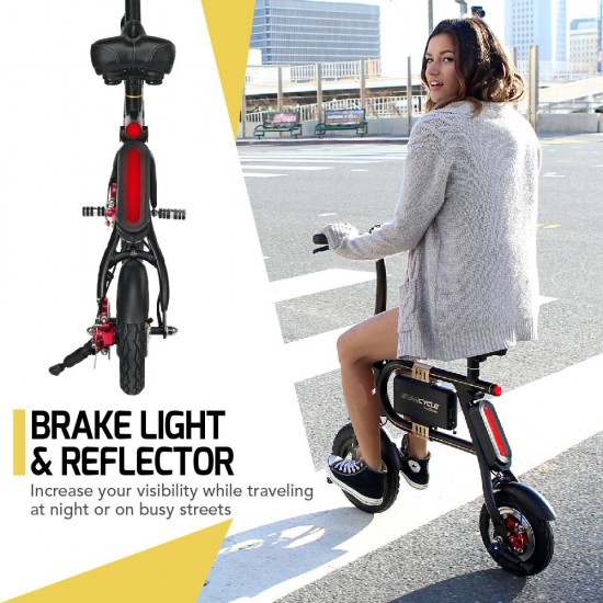 SwagCycle E-Bike Folding Electric Bicycle with 15 Mile Range, Collapsible Frame, and Handlebar Display (Black)