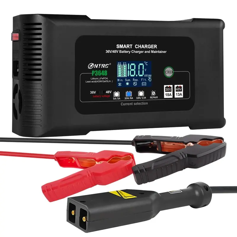 Smart 36V/18A Golf Cart Charger – Compatible with EZGO TXT, Lithium, LiFePO4 & Lead-Acid Batteries