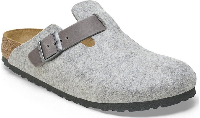 Birkenstock Boston Natural Leather Felt Light Covered-Toe Slippers
