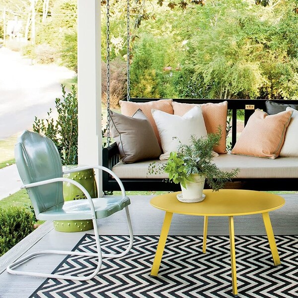 27.6inch Yellow Round Coffee Table Patio Side Table