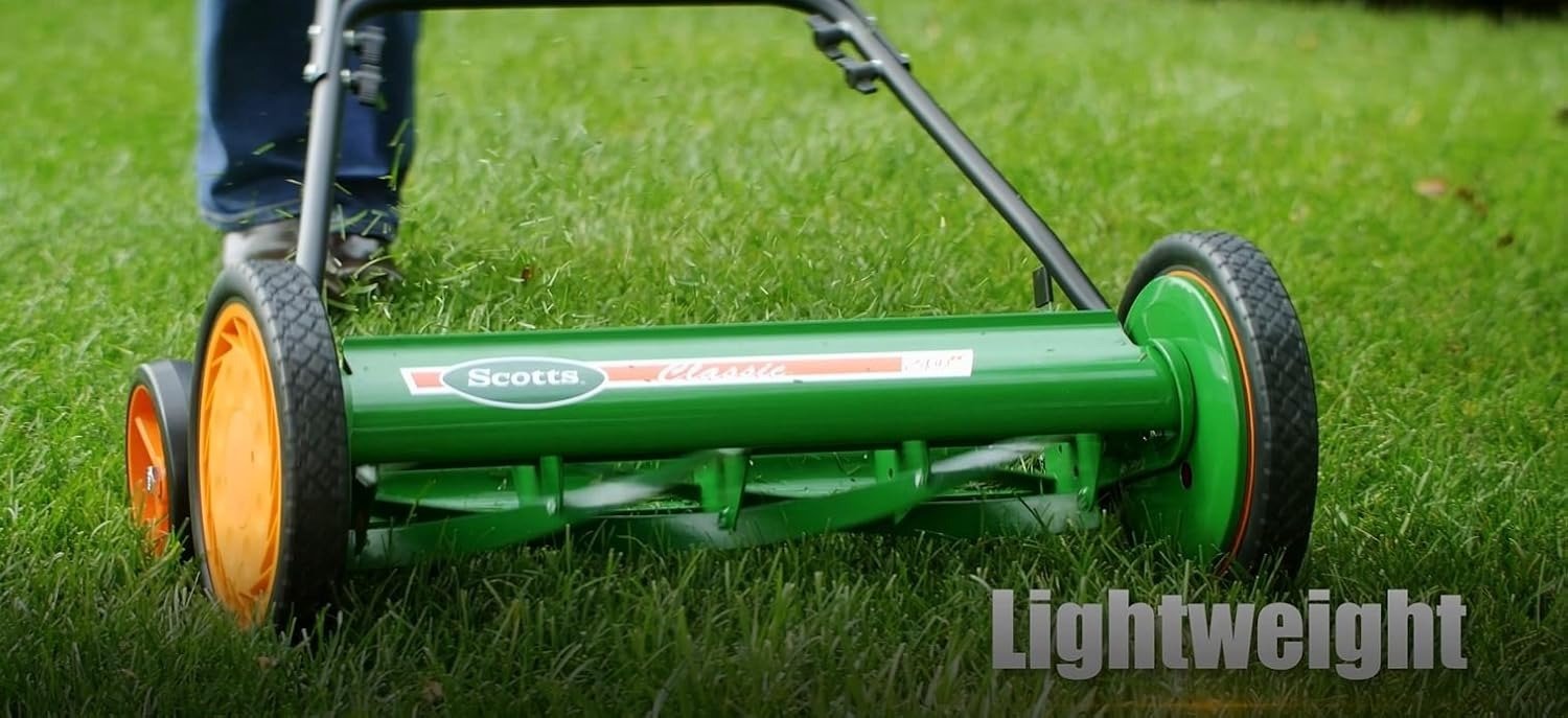 20-Inch 5-Blade Classic Push Reel Lawn Mower, Green