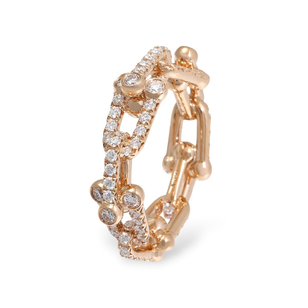 Tiffany & Co. Hardware Link Ring 18K Rose Gold Diamond 72670663