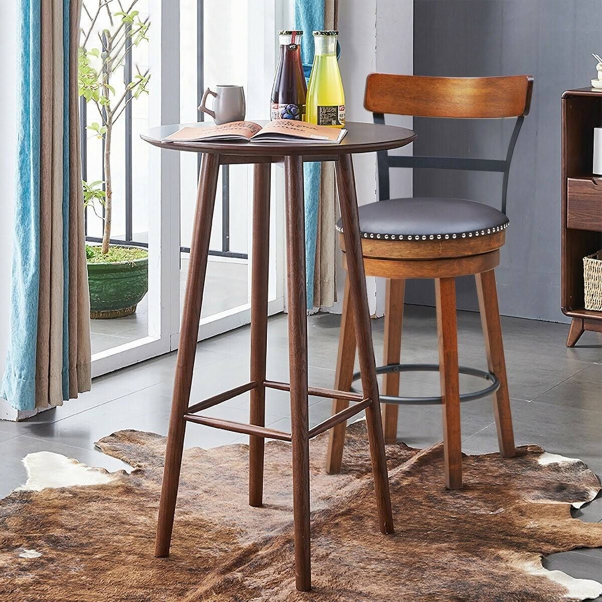 360-Degree Bar Swivel Stools with Leather Padded - Pictured