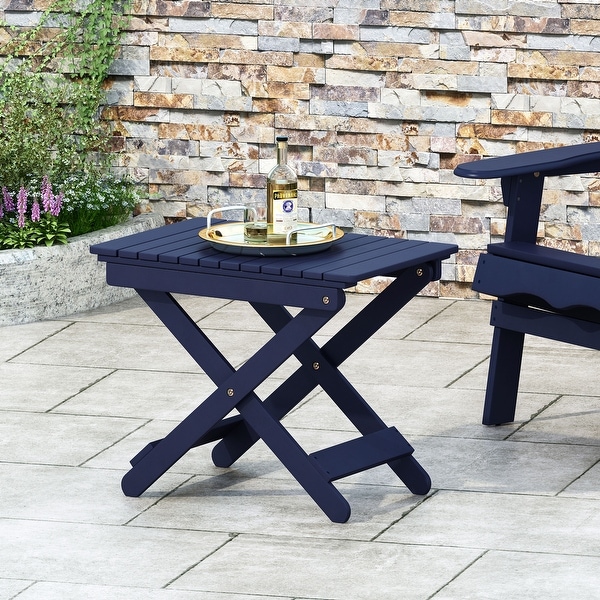 Roomfitters Outdoor Folding Wooden Side Table,Navy Blue