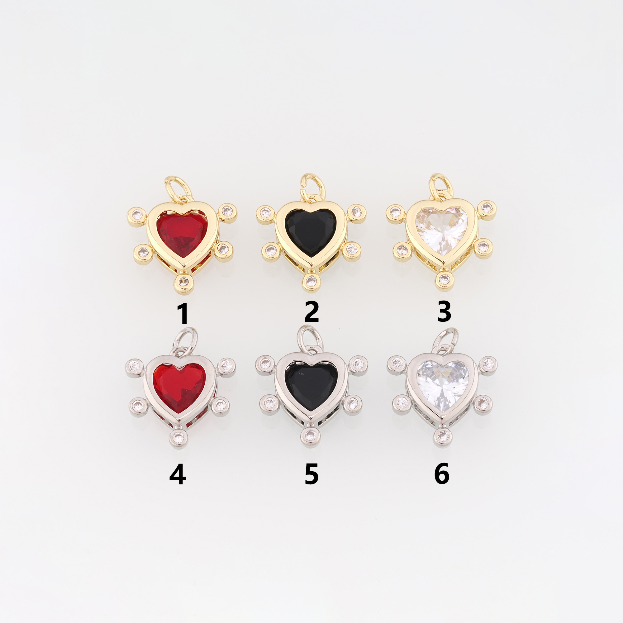 18K Gold Filled Heart Pendant,CZ Micro Pave Heart Charm Earrings Necklace for DIY Jewelry Making Supply