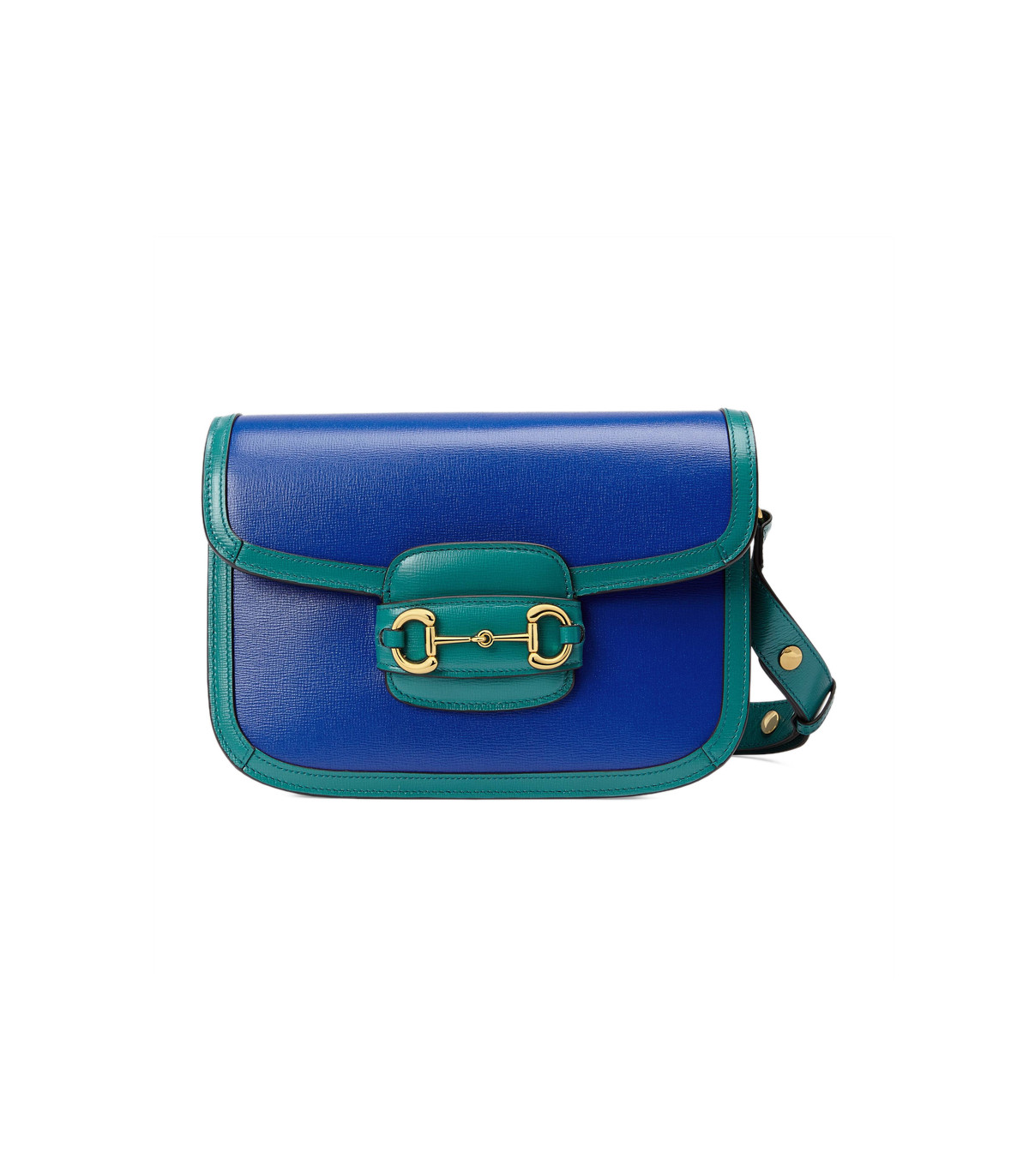Gucci Horsebit 1955 Small Shoulder Bag Blue and Green Leather
