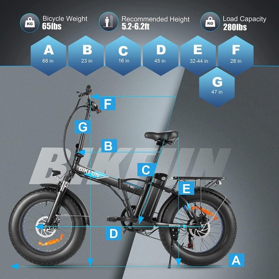20″ 4.0 Fat Tire Electric Dirt Bikes, 20 inch 48V 500 Watt Adults Electric Bicycles Folding Ebike 12.5Ah 600Wh Battery LCD Display, Electric Beach Cuiser Snow Bike