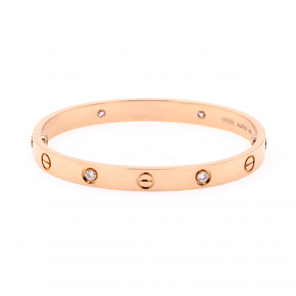 Cartier Love Half Diamond #17 Bracelet 18K Rose Gold