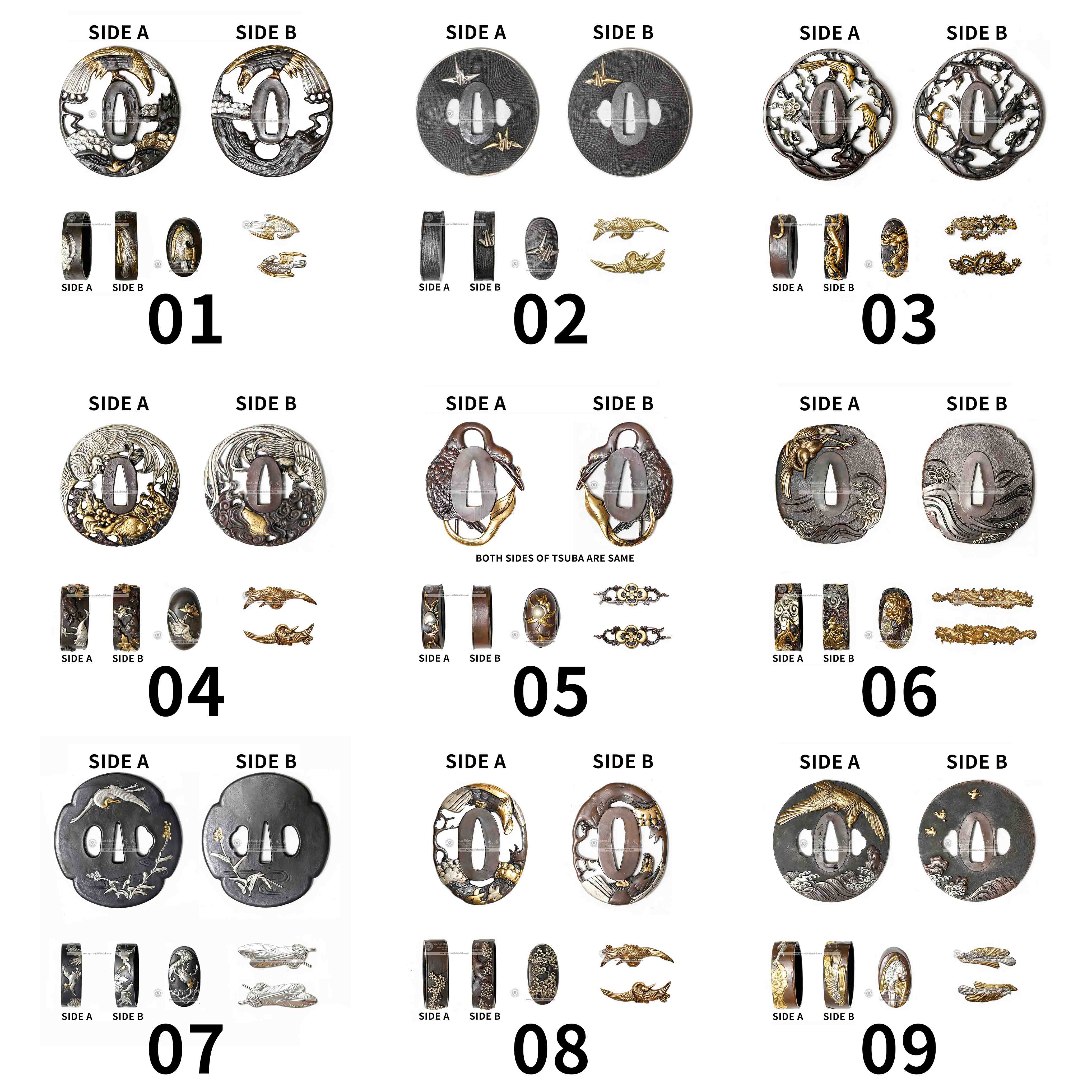 Custom Your Katana | Bird | Complete Set Fittings (Brass Gilded) | Spartan Blades Club | CHEN'S SWORDS 1892 - Spartan Blades Club - 陳氏劍莊1892