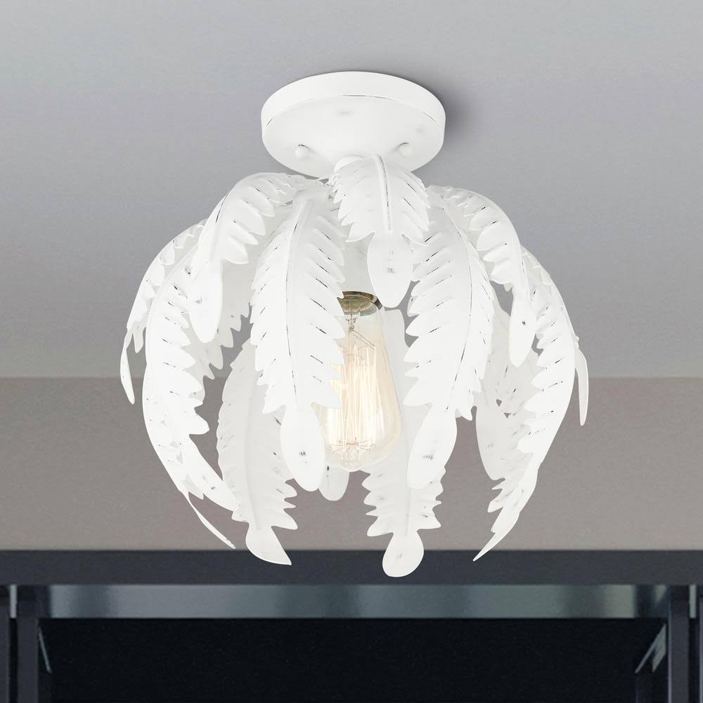 Livex Lighting Acanthus 1 Light Antique White Semi Flush Mount 46231-60