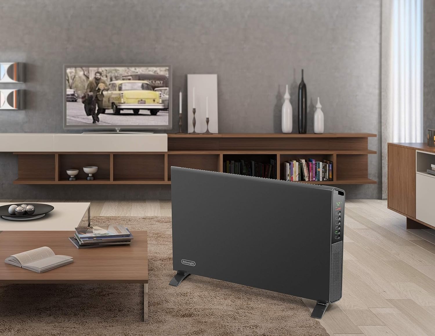 1500W Convection Panel Heater, 300 Sq.Ft Freestanding/Wall Mount Electric Heater with Dual Fan for Indoor Home Office