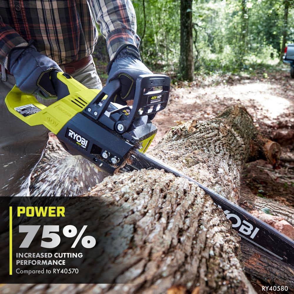 40V HP Brushless 18 in. Battery Chainsaw with 5.0 Ah Battery and Charger RY40580