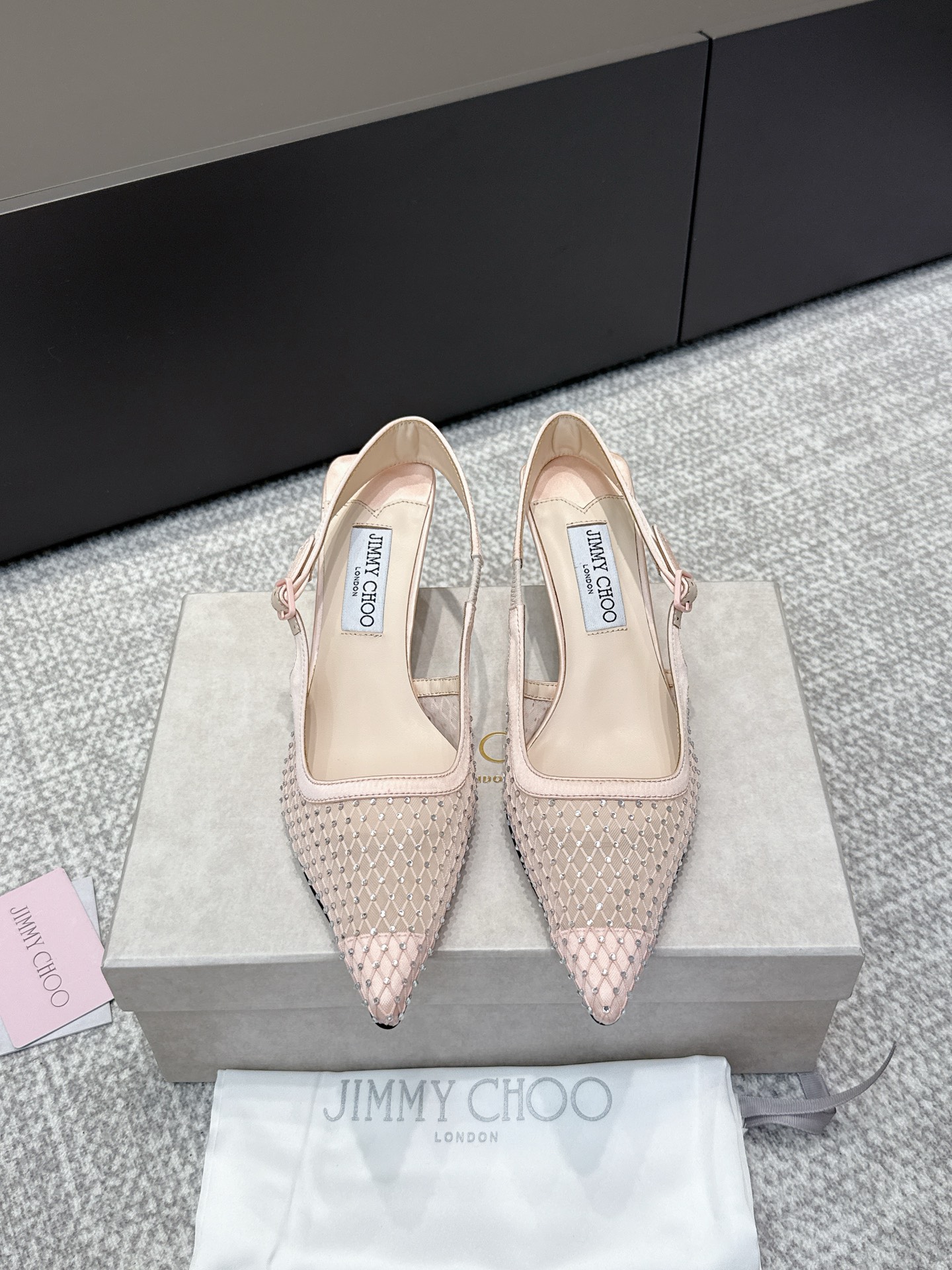 JimmyChoo New Mesh Rhinestone High-Heeled Sandals - cnluxepick