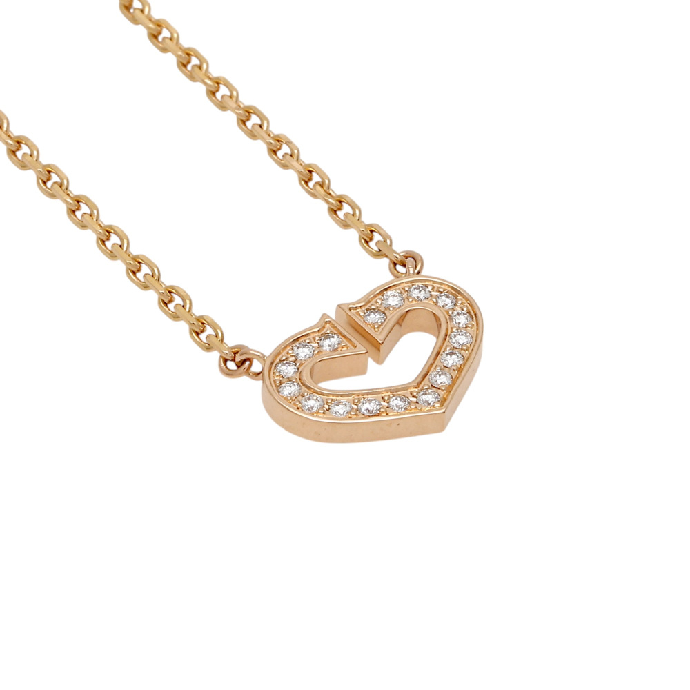 Cartier C Heart Necklace 18K Rose Gold Diamond B7008400