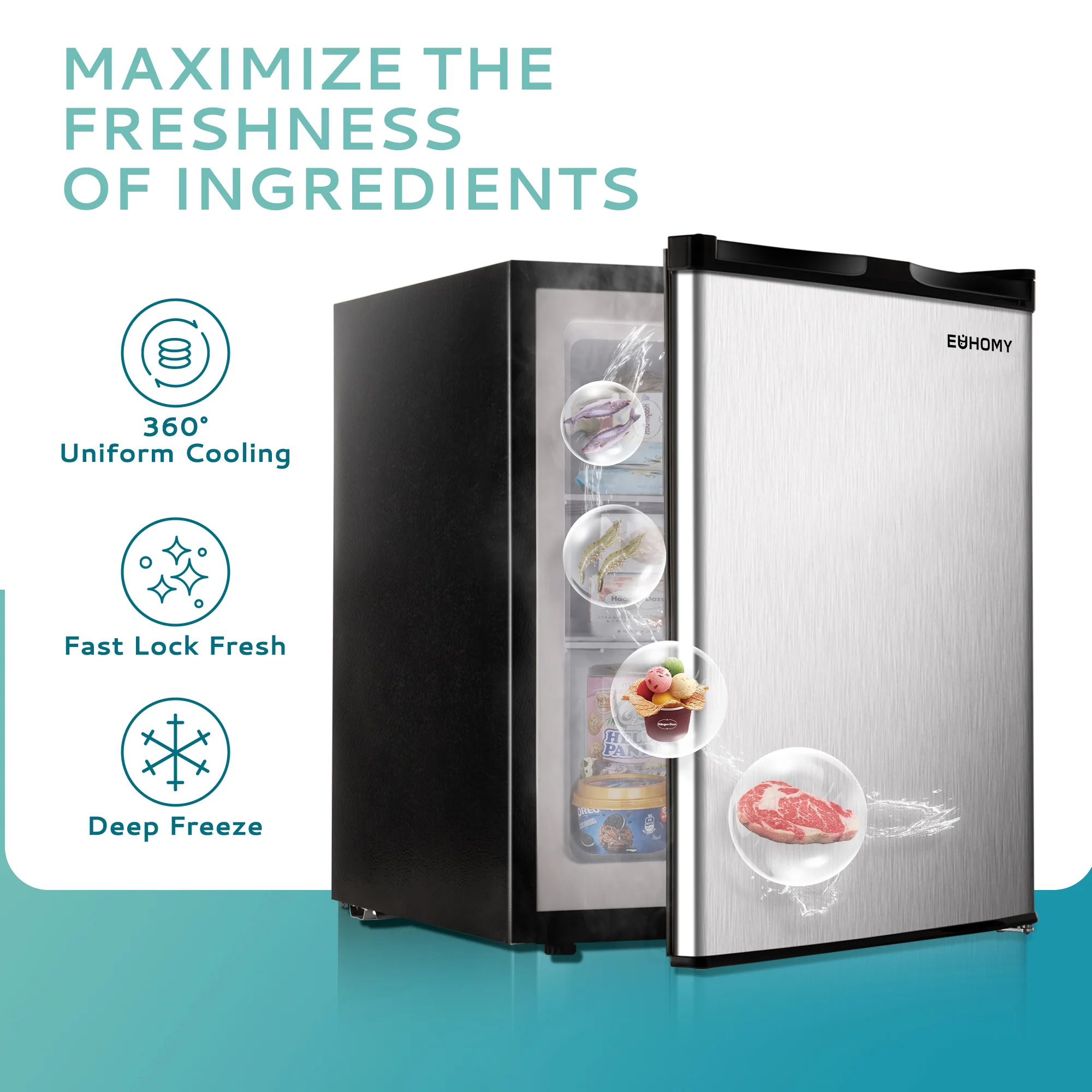 Compact Mini Freezer, Upright freezer Rapid Cooling