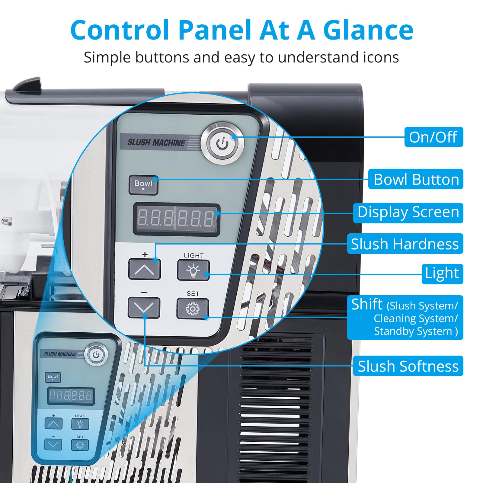2026 Commercial Slushie Machine 3L Stainless Steel Self-Cleaning Slushy Maker for Frozen Drinks,Snow Melting Ideal for Home, Shop,Restaurant