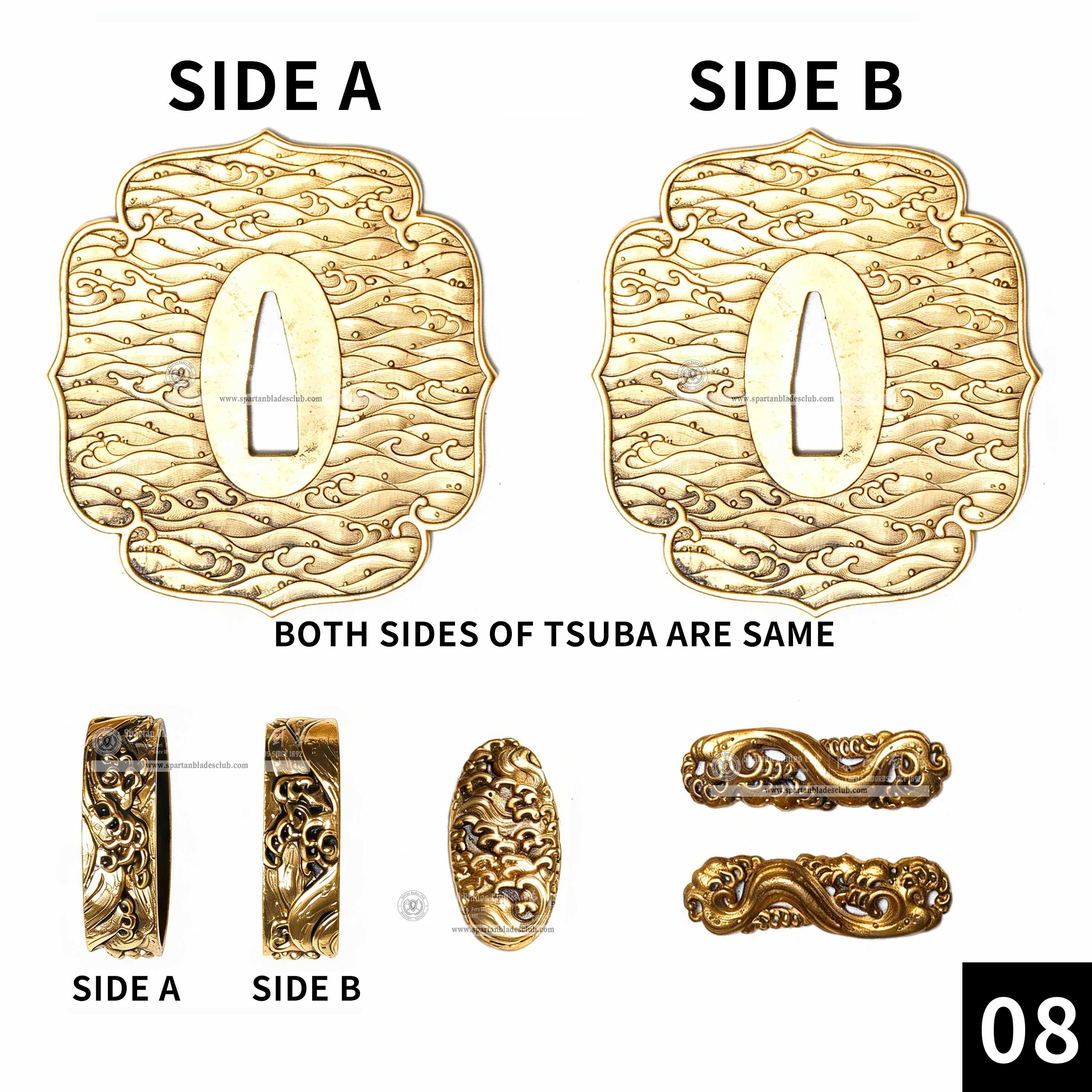 Custom Your Katana | Waves | Complete Set Fittings (Brass Gilded) | Spartan Blades Club | CHEN'S SWORDS 1892 - Spartan Blades Club - 陳氏劍莊1892