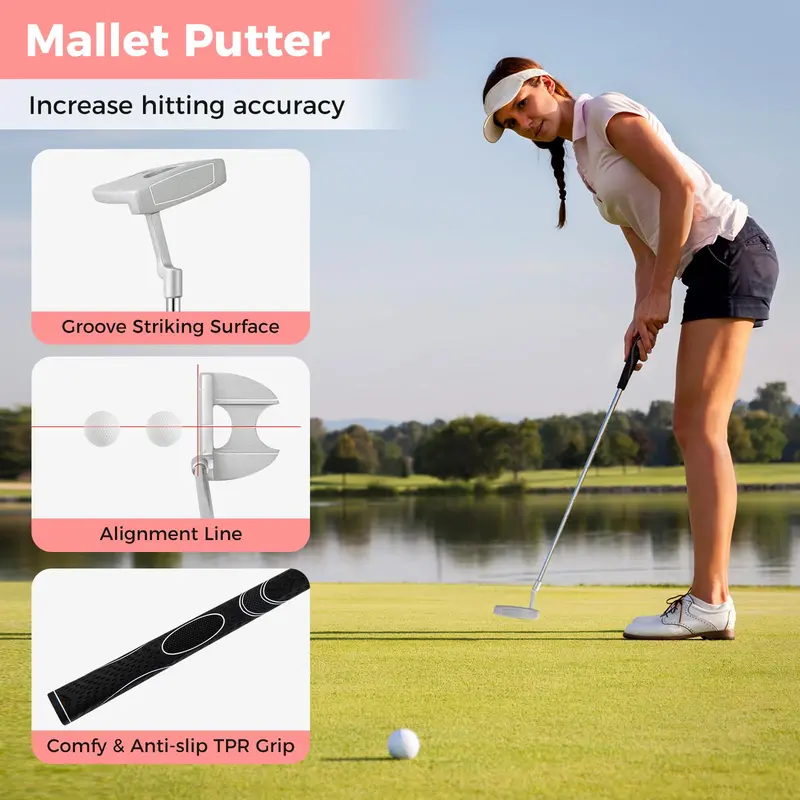 Women’s Complete Golf Club Set — 9-Piece Starter Kit with Rolling Cart Bag