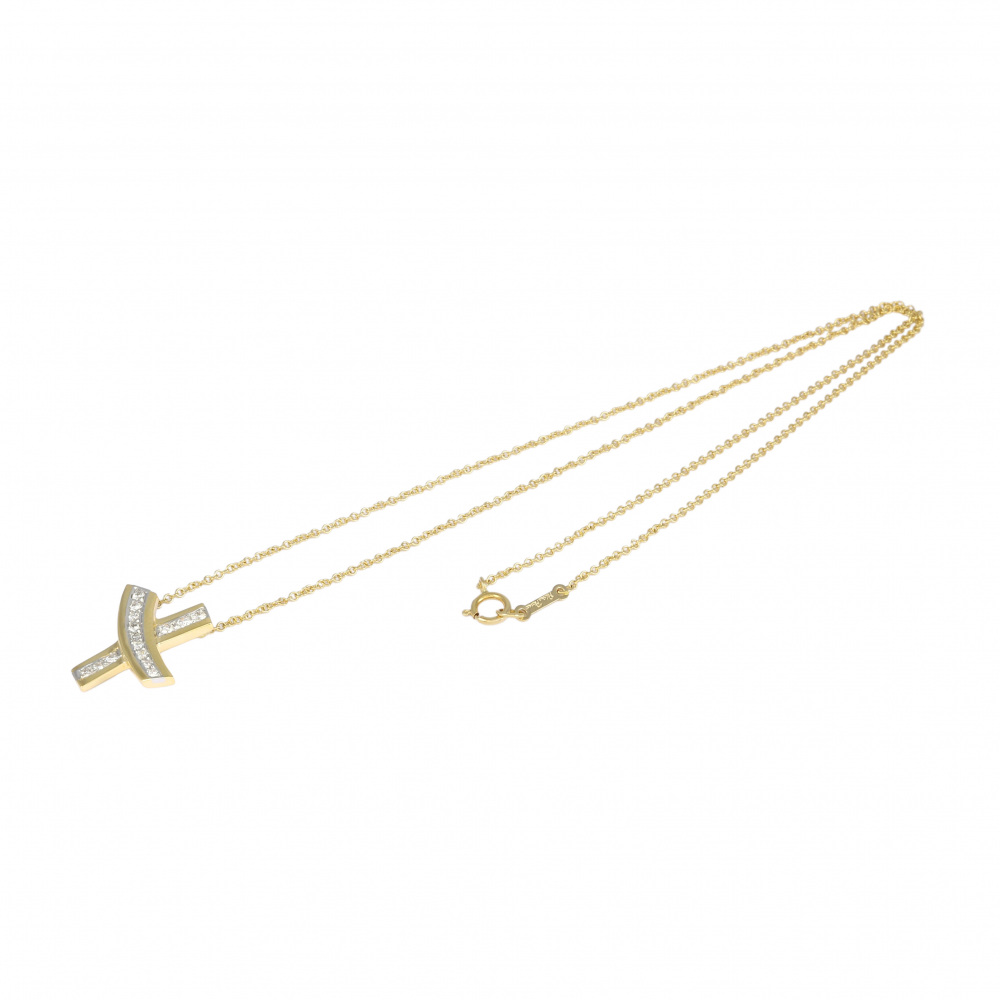 Tiffany & Co. Paloma Picasso Love and Kiss Necklace Platinum & 18K Yellow Gold Diamond