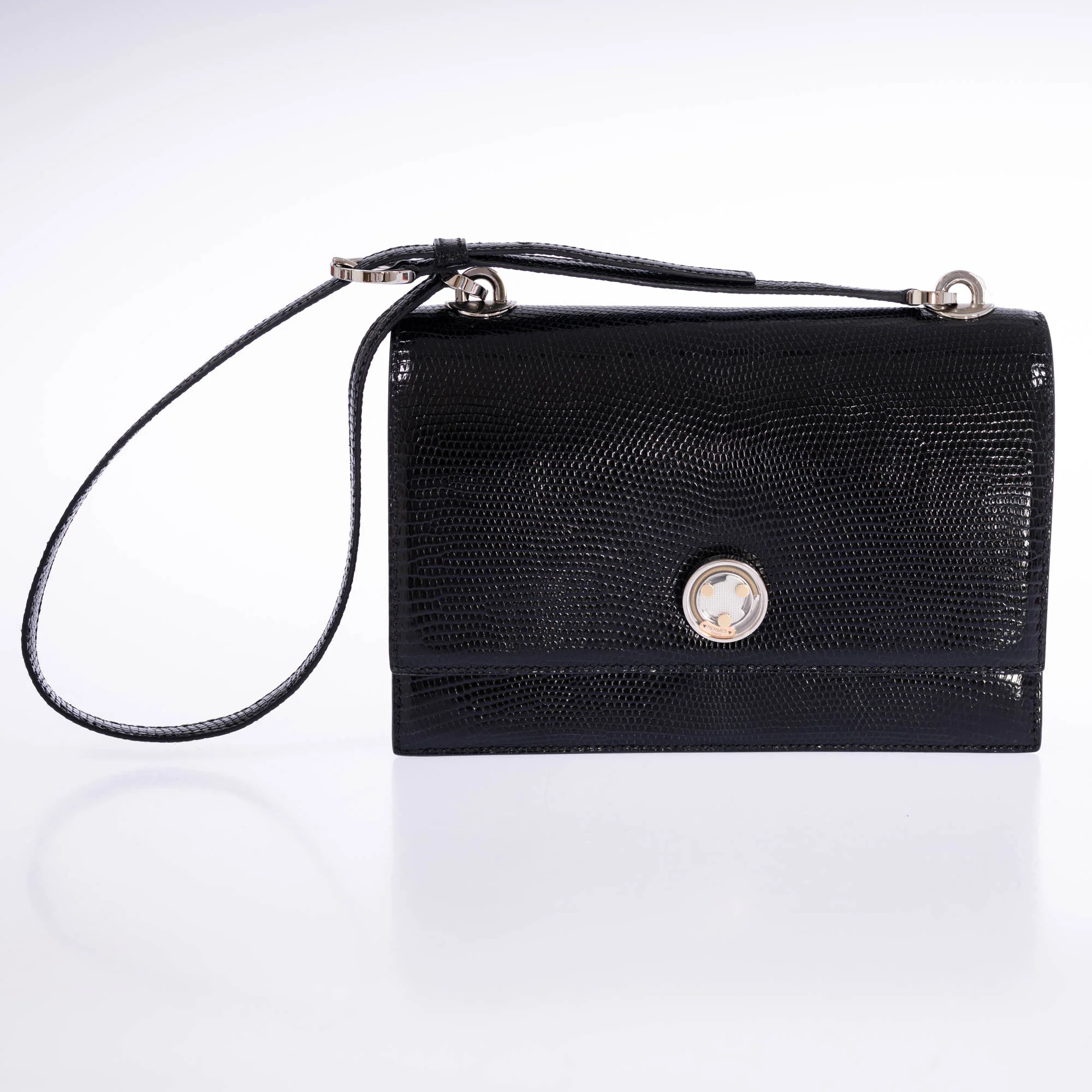 Hermès Minuit au Faubourg 20 Noir Lizard Palladium Hardware