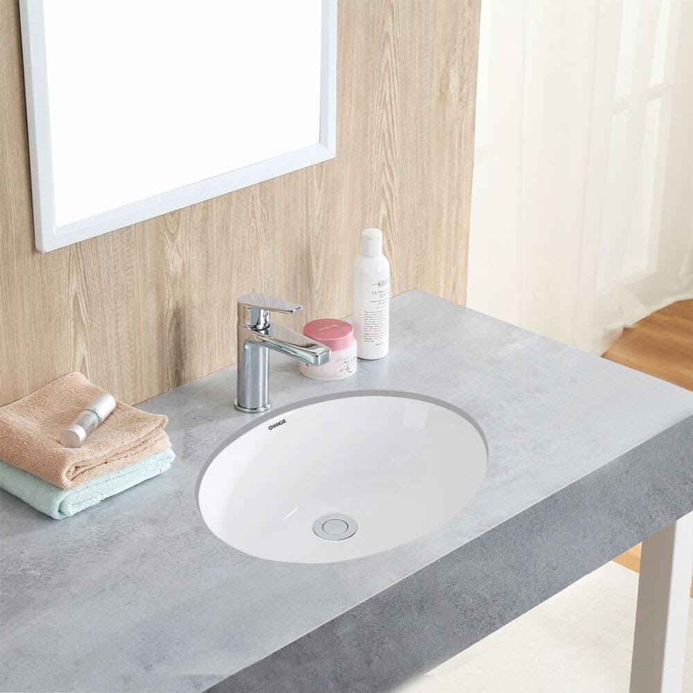 Bathroom Sink Oval Lavatory Undercounter, White, 13 x 11 Inches 1636W
