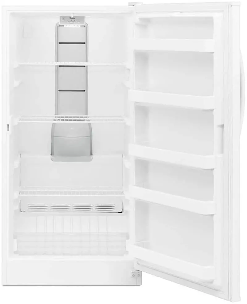Whirlpool 16 Cu. Ft. Upright Frost-Free Freezer – White Finish with Digital Controls and Spill-Resistant Shelves