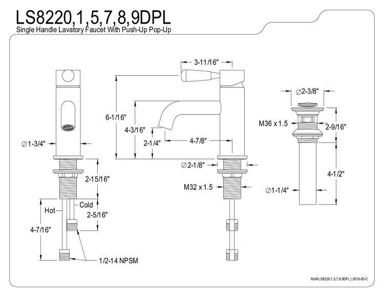 Kingston Brass LS8220DPL Paris Single Hole Bathroom Faucet with Drain Assembly Finish: Matte Black