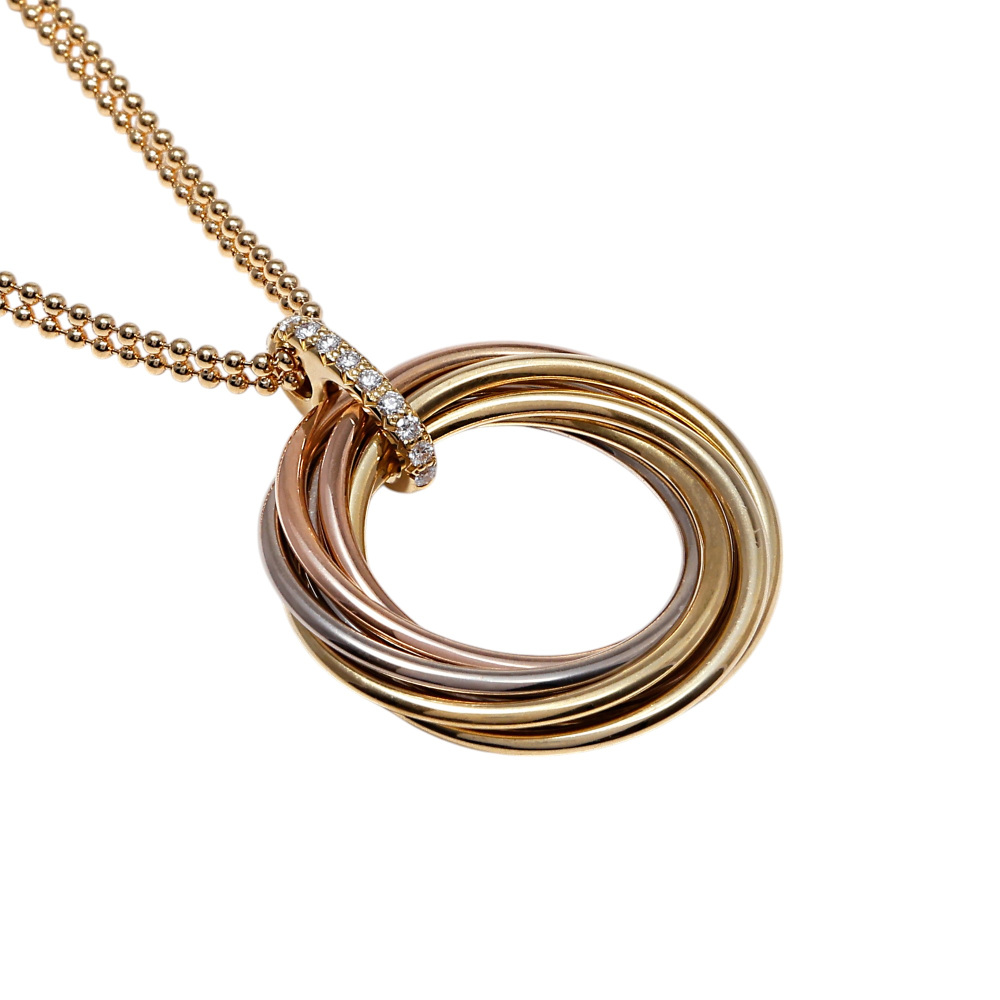 Cartier Trinity Necklace Tri-Gold Diamond B7224806