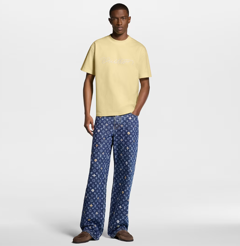 LOUIS VUITTON Embroidered Signature Short-Sleeved T-Shirt