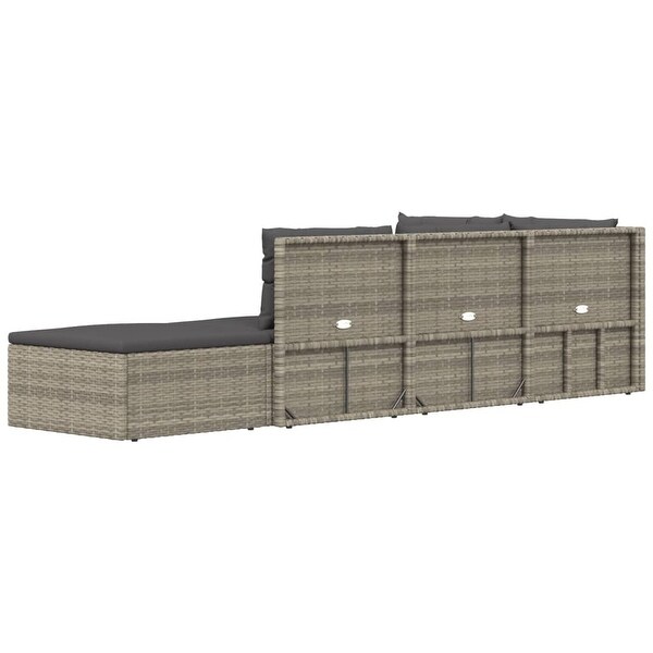 vidaXL 5 Piece Patio Lounge Set with Cushions Gray Poly Rattan