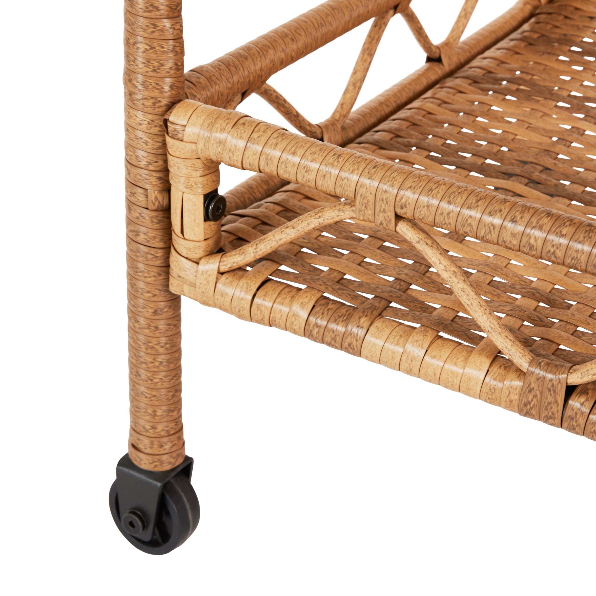 Better Homes and Gardens Willow Sage Steel Wicker Bar Cart, Brown